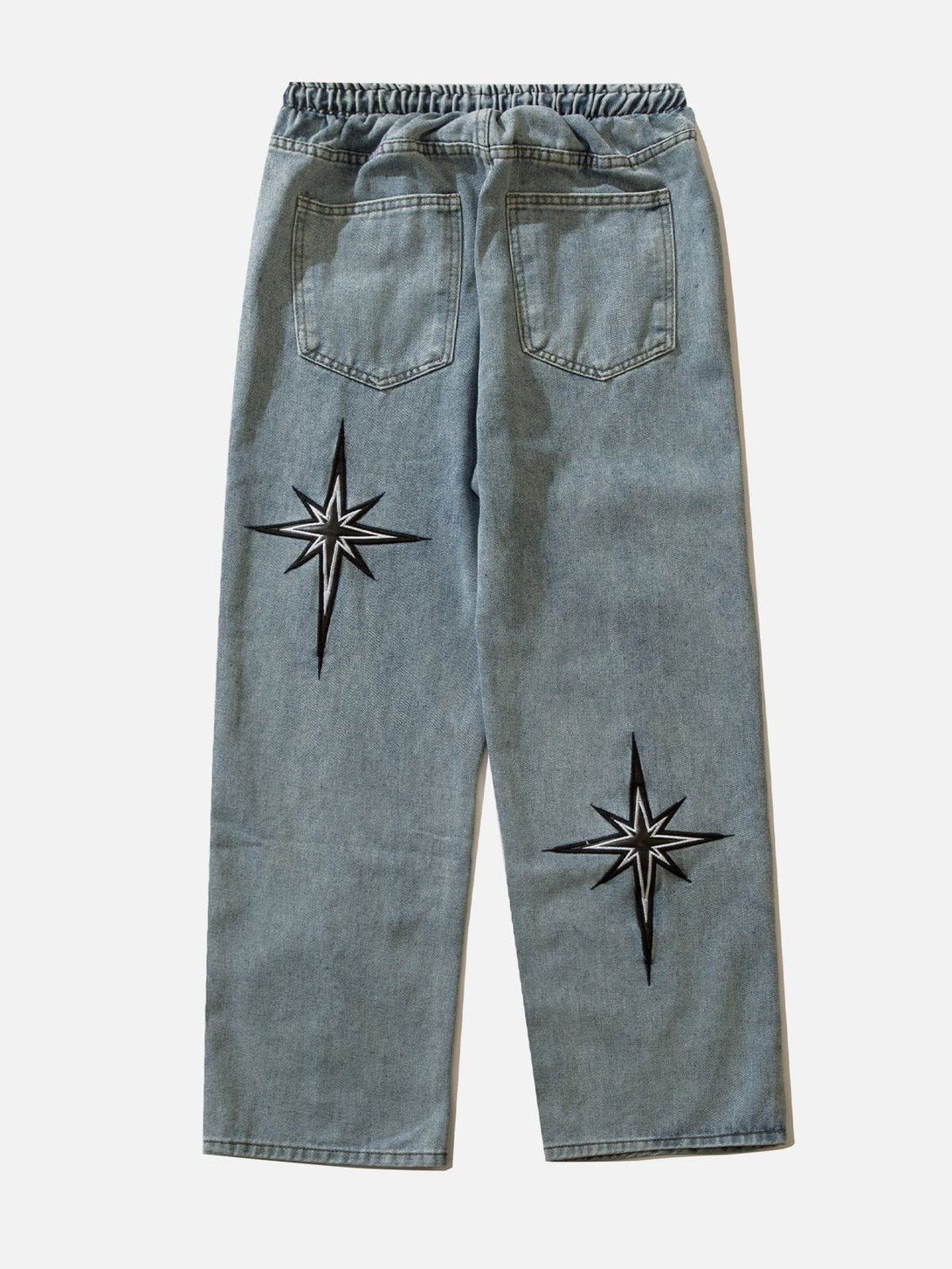 Helmiss - Embroidered Drawstring Jeans- Streetwear Fashion - helmiss.com