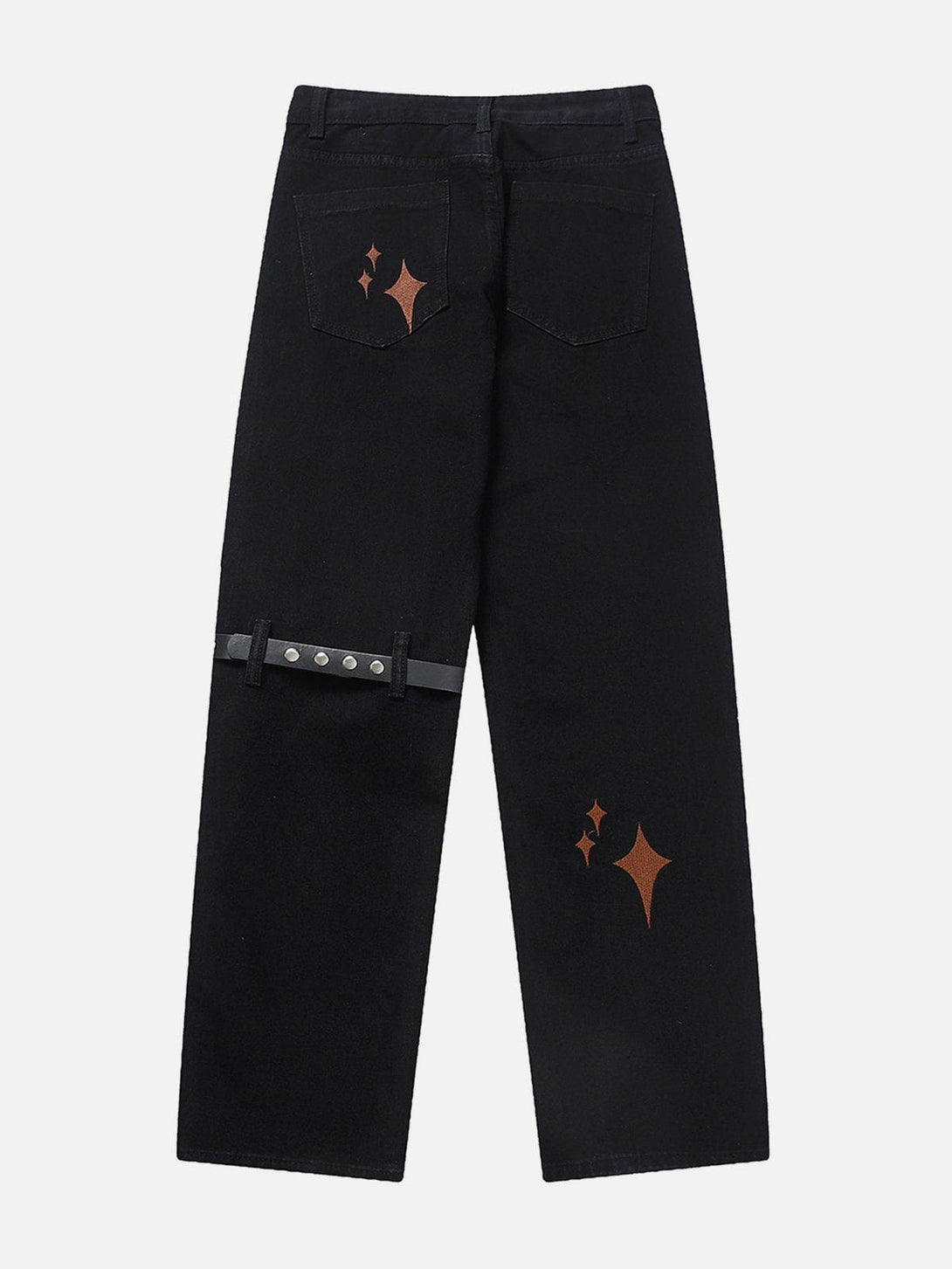 Helmiss - Embroidered Leg Hoop Jeans- Streetwear Fashion - helmiss.com