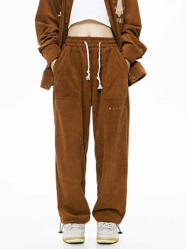 Helmiss - Embroidered Letter Drawstring Pants- Streetwear Fashion - helmiss.com