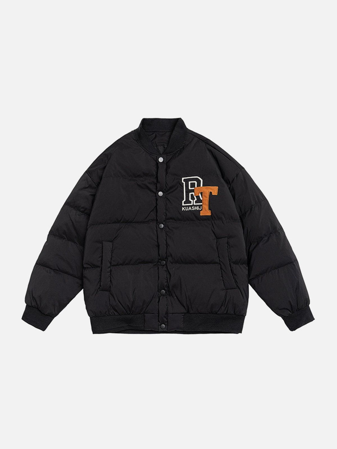 Helmiss - Embroidered Letters Varsity Down Coat- Streetwear Fashion - helmiss.com