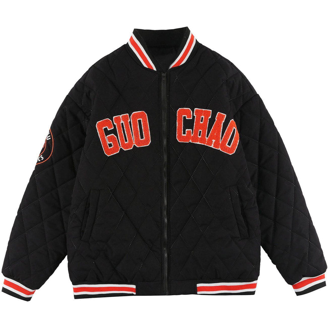 Helmiss - Embroidered Letters Winter Coat- Streetwear Fashion - helmiss.com