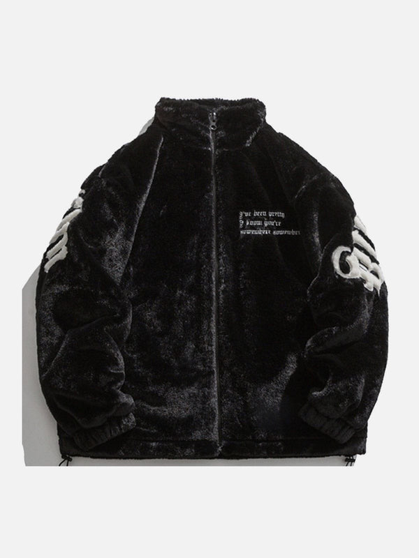 Helmiss - Embroidered Letters Winter Coat- Streetwear Fashion - helmiss.com