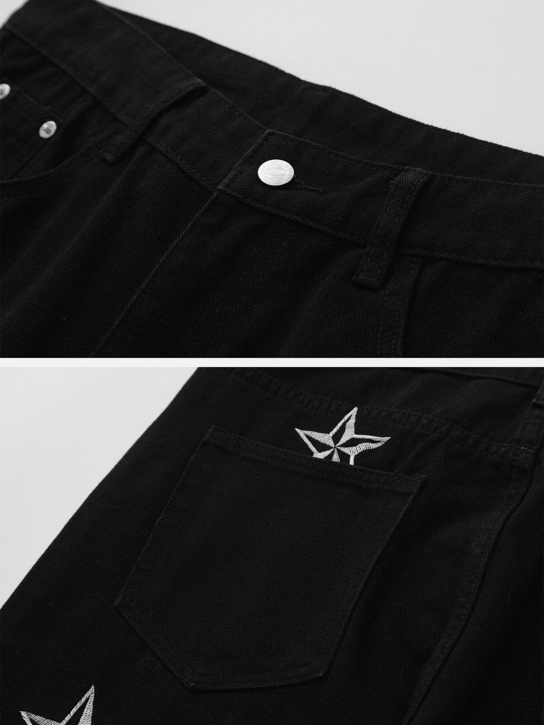 Helmiss - Embroidered Star Jeans- Streetwear Fashion - helmiss.com