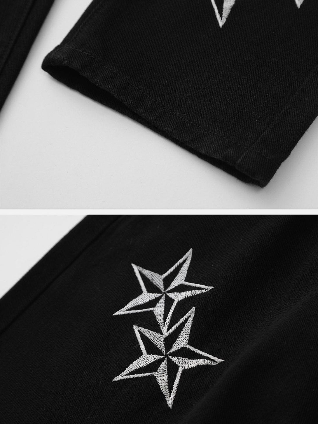 Helmiss - Embroidered Star Jeans- Streetwear Fashion - helmiss.com