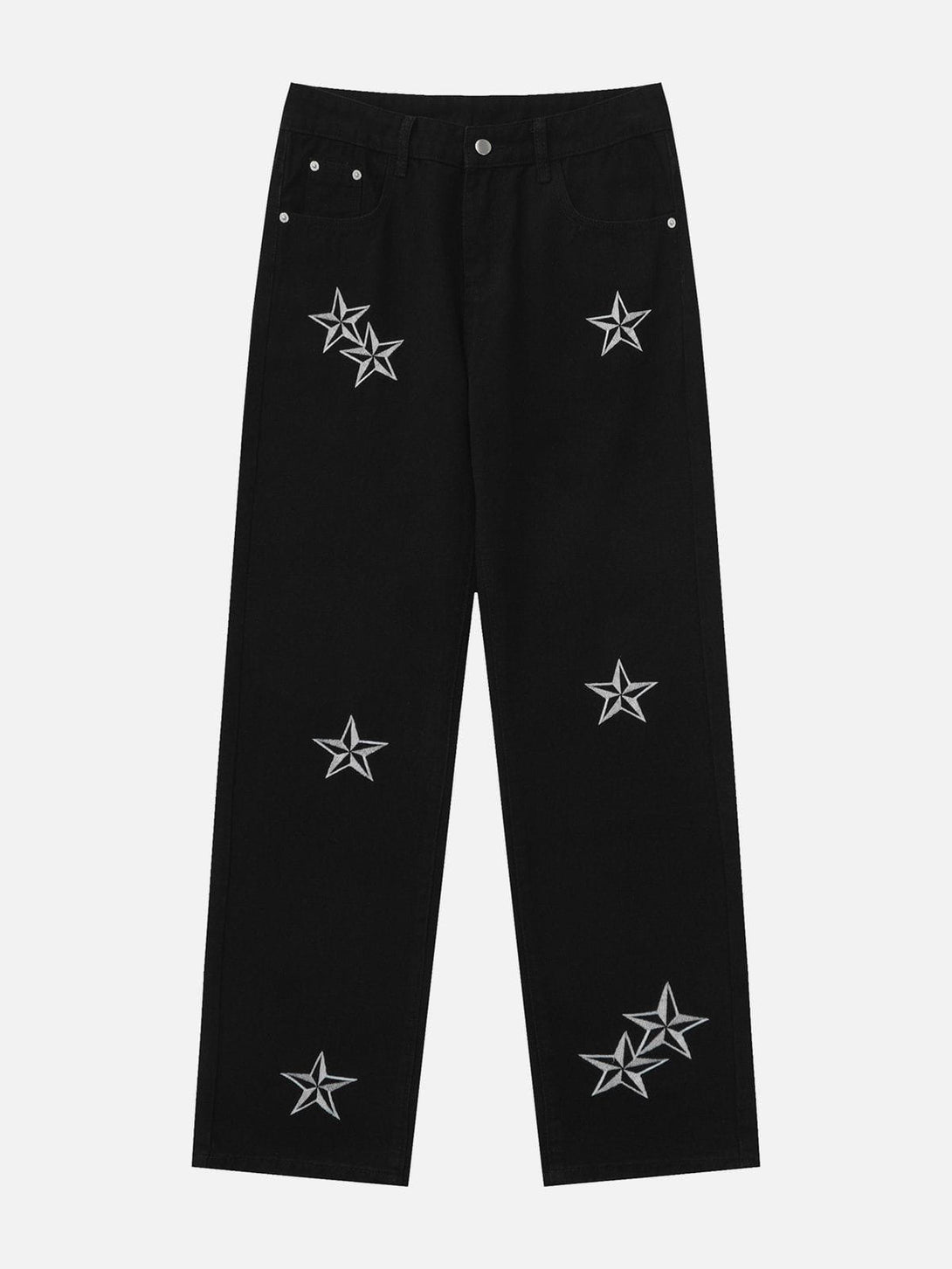 Helmiss - Embroidered Star Jeans- Streetwear Fashion - helmiss.com