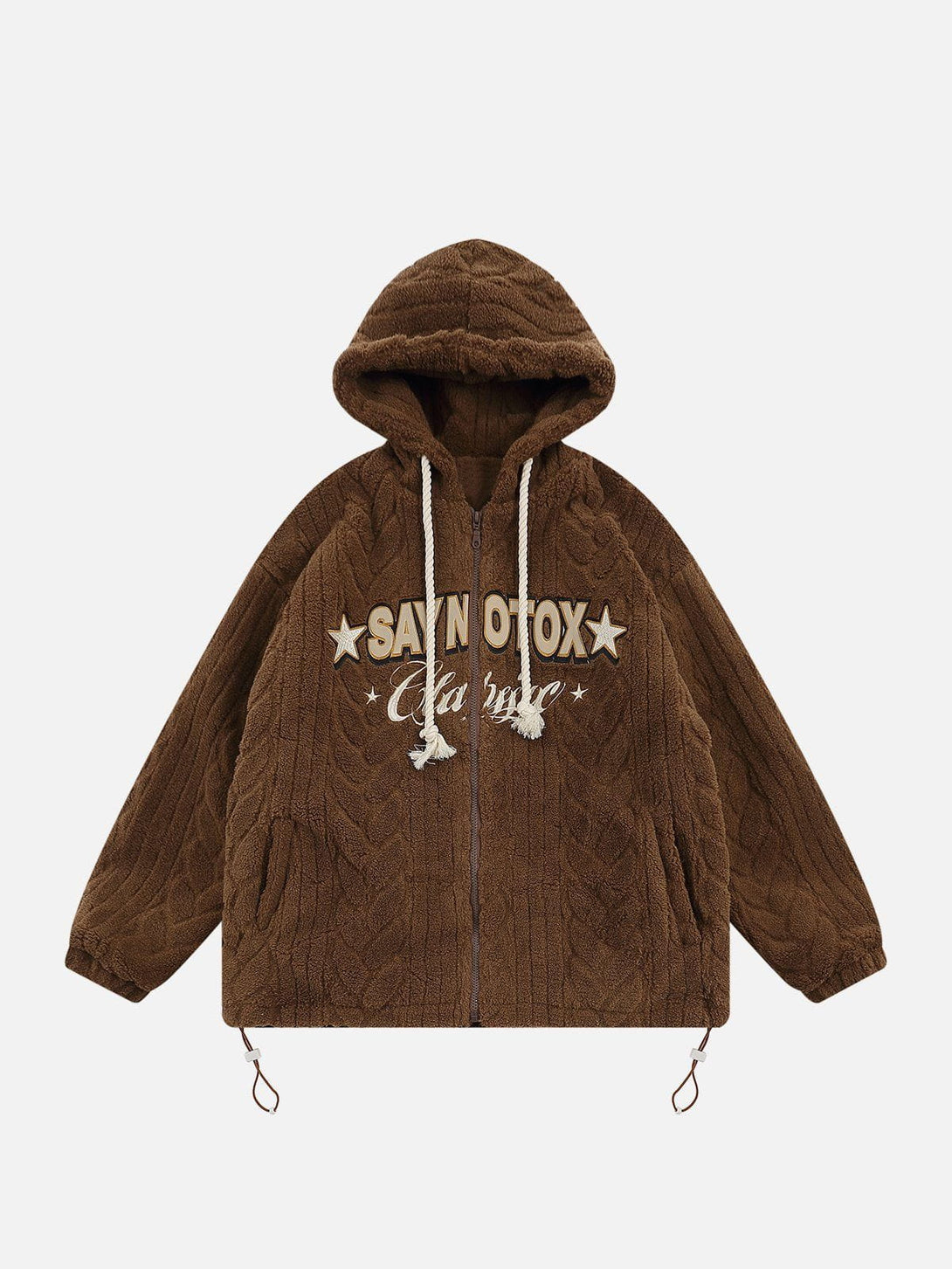 Helmiss - Embroidered Star Letter Sherpa Coat- Streetwear Fashion - helmiss.com