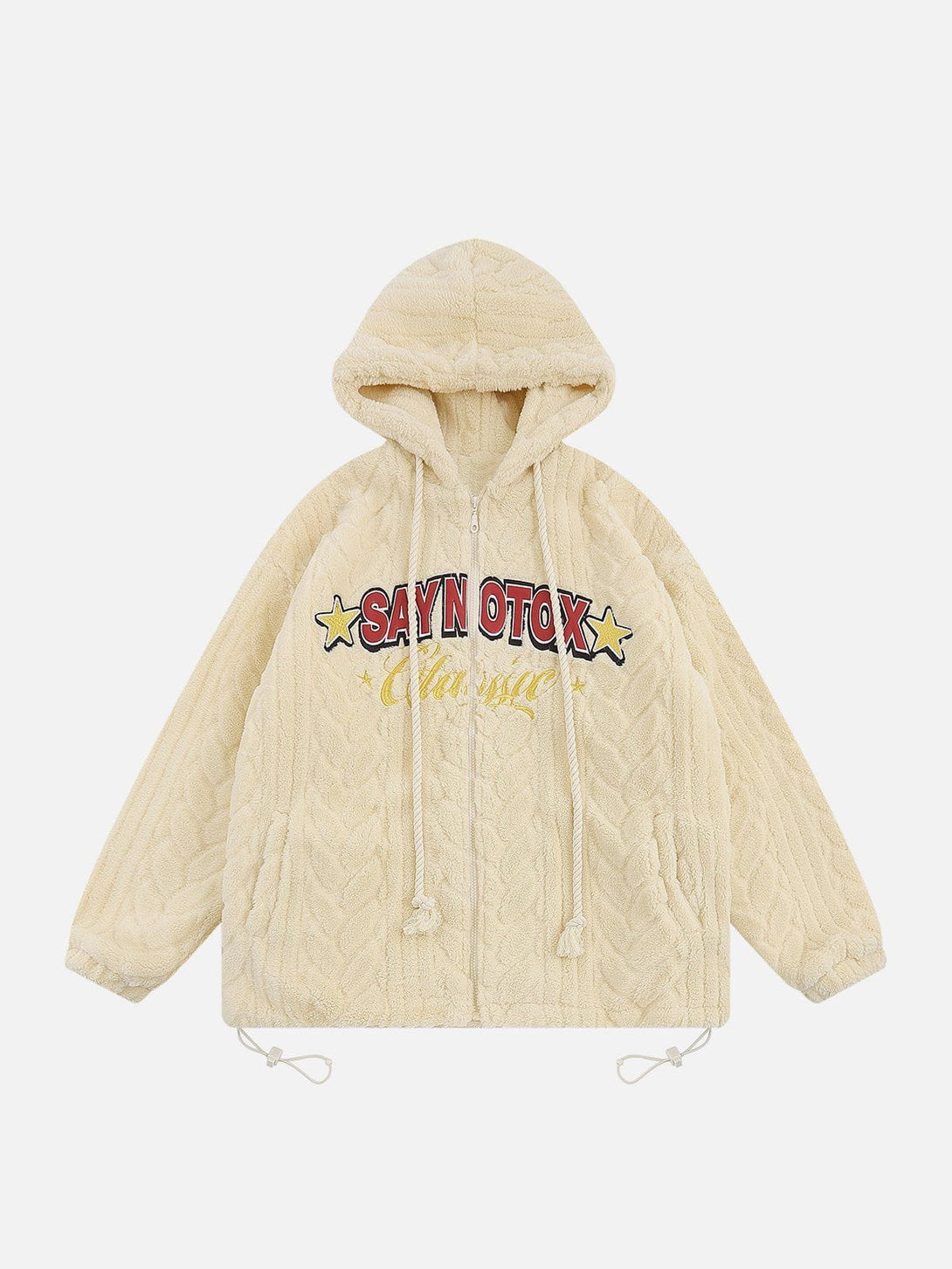 Helmiss - Embroidered Star Letter Sherpa Coat- Streetwear Fashion - helmiss.com