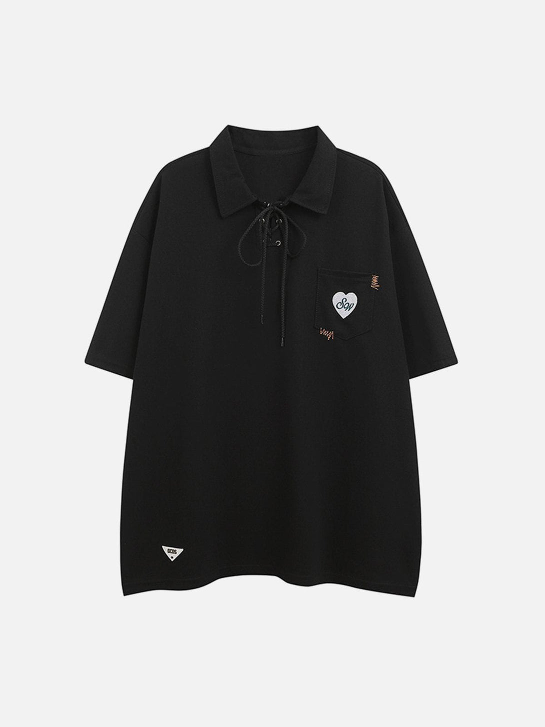 Helmiss - Embroidered Straps Polo Collar Tee- Streetwear Fashion - helmiss.com