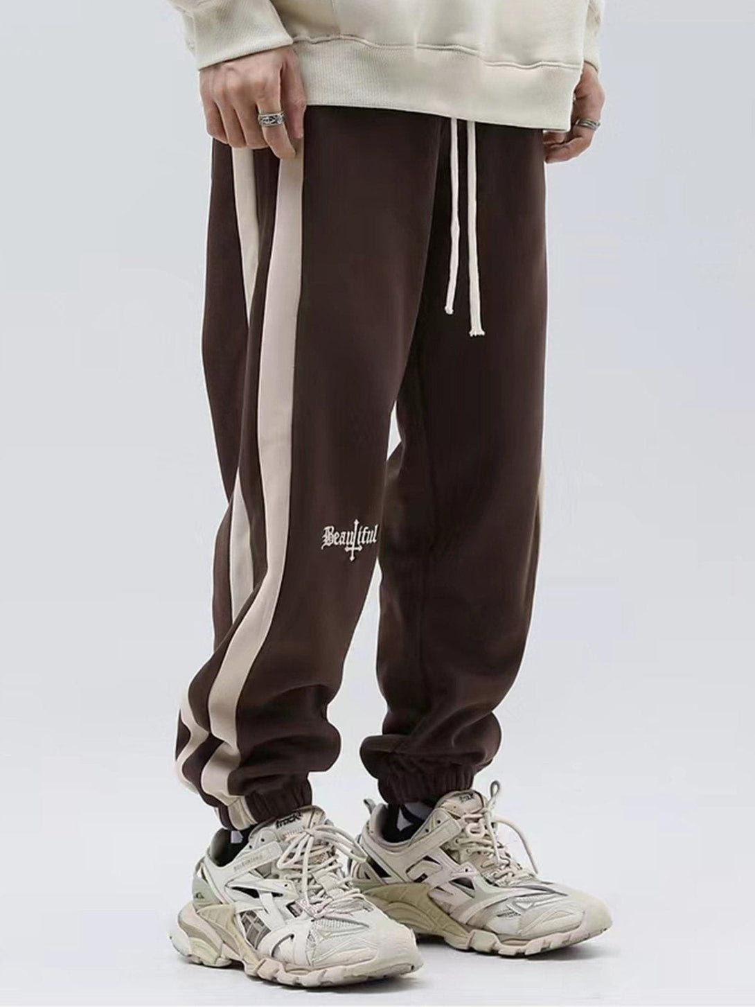 Helmiss - Embroidered Stripes Pants- Streetwear Fashion - helmiss.com