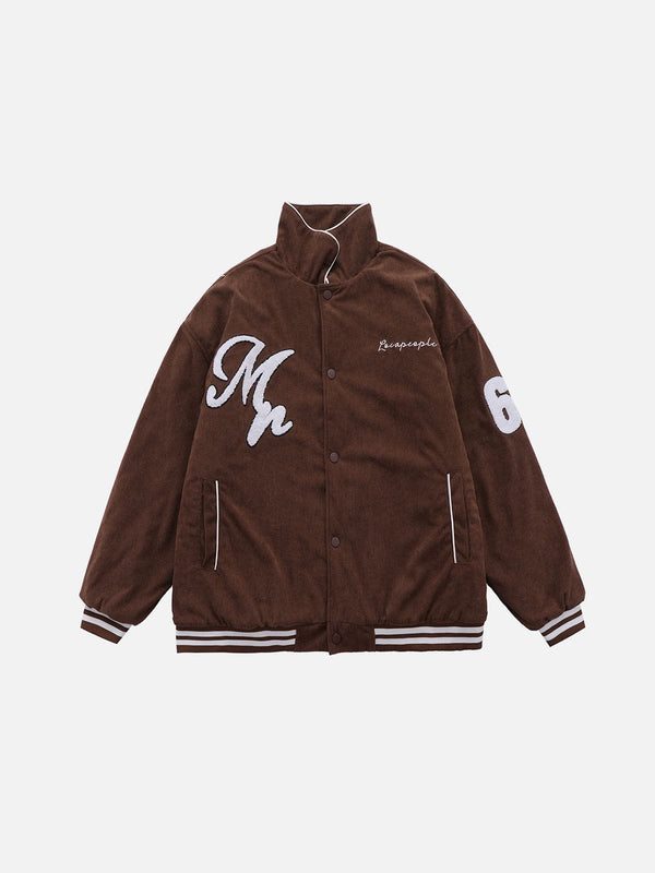 Helmiss - Embroidery Flocking Corduroy Winter Coat- Streetwear Fashion - helmiss.com