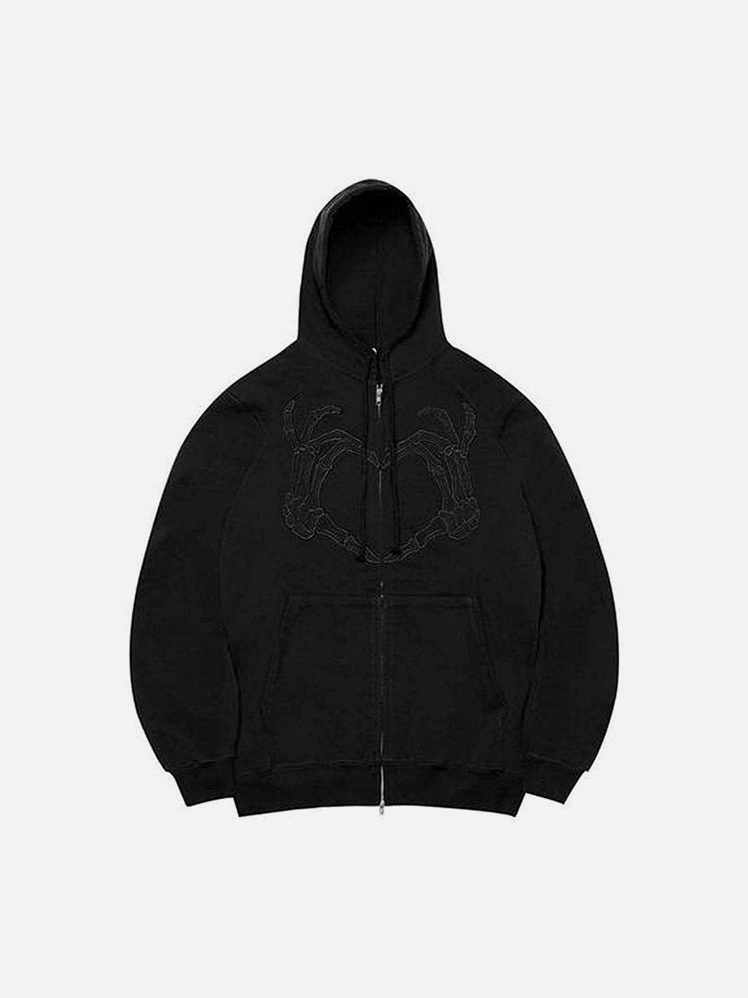 Helmiss - Embroidery Heart Skeleton Hoodie- Streetwear Fashion - helmiss.com