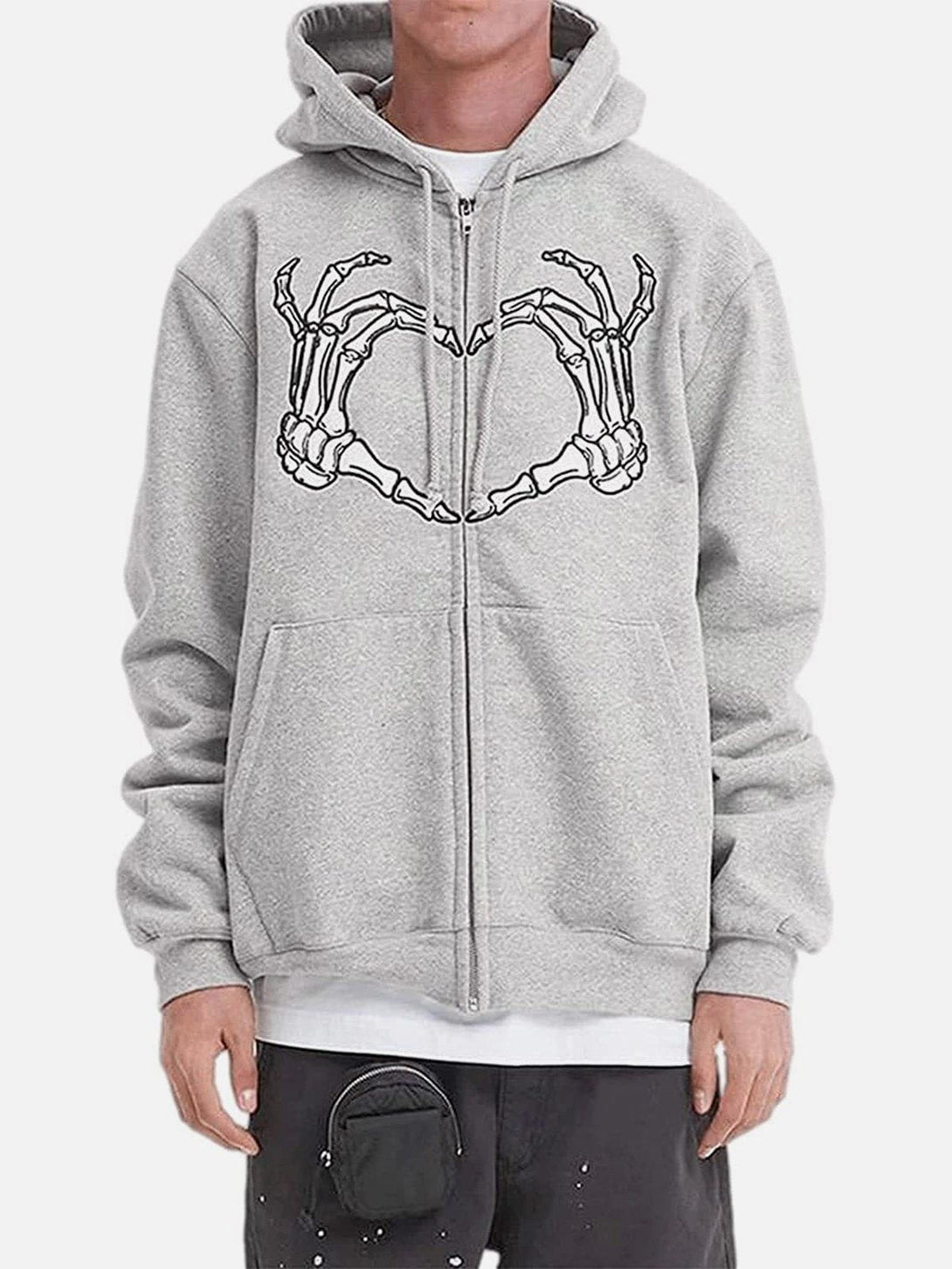 Helmiss - Embroidery Heart Skeleton Hoodie- Streetwear Fashion - helmiss.com