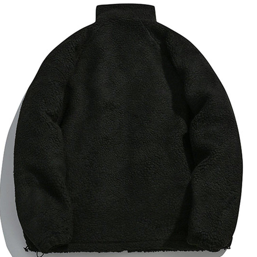 Helmiss - Embroidery Letter Sherpa Winter Coat- Streetwear Fashion - helmiss.com