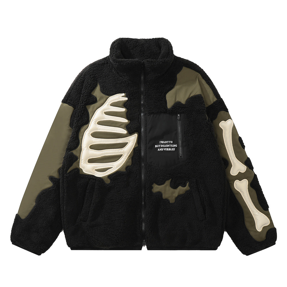 Helmiss - Embroidery Skull Skeleton Bones Coat- Streetwear Fashion - helmiss.com