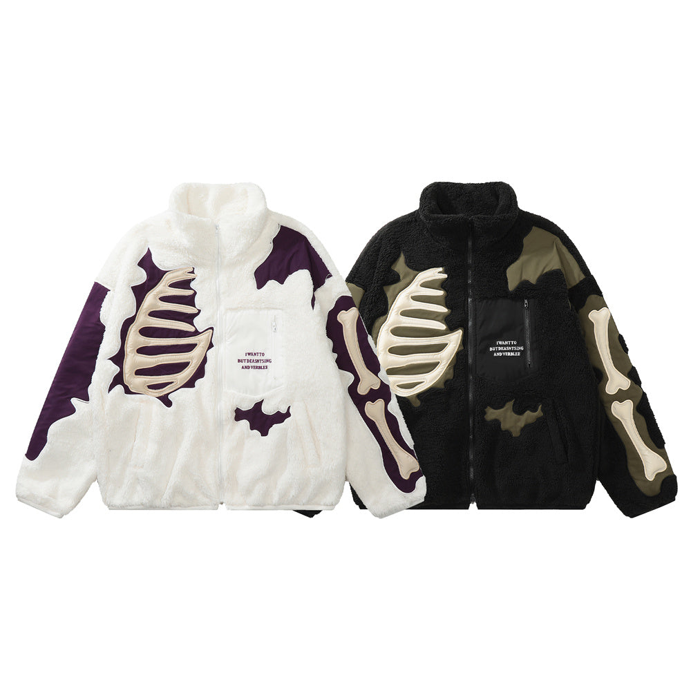 Helmiss - Embroidery Skull Skeleton Bones Coat- Streetwear Fashion - helmiss.com