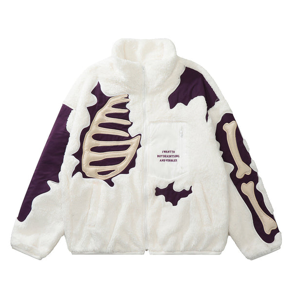 Helmiss - Embroidery Skull Skeleton Bones Coat- Streetwear Fashion - helmiss.com