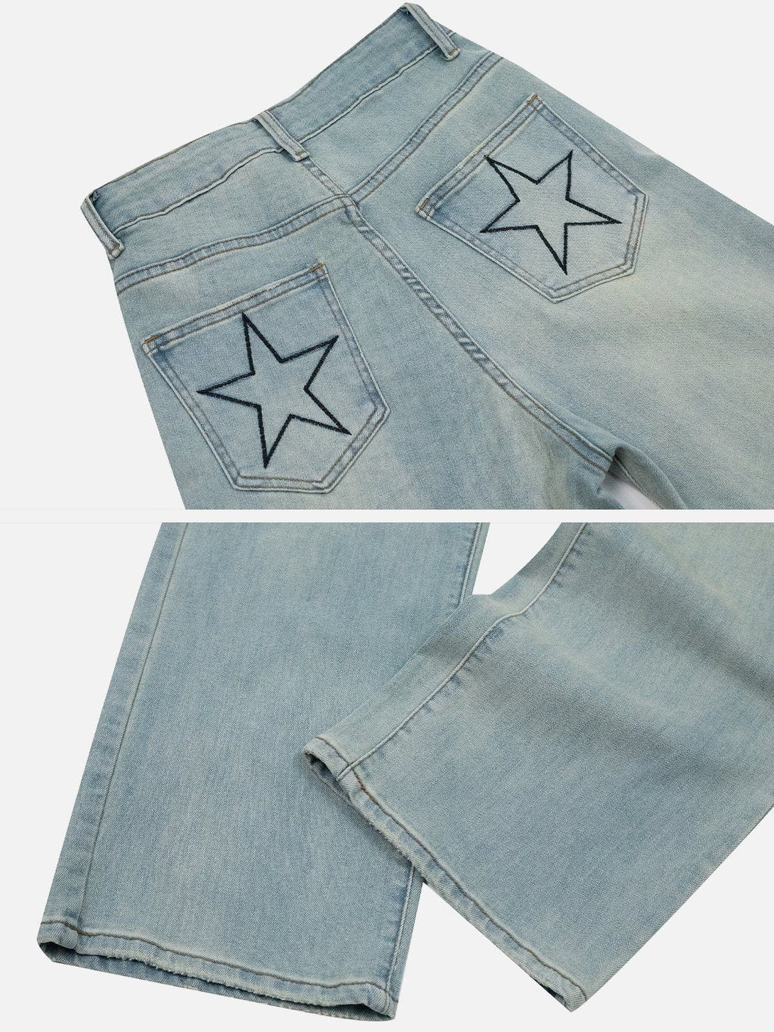 Helmiss - Embroidery Star Jeans- Streetwear Fashion - helmiss.com