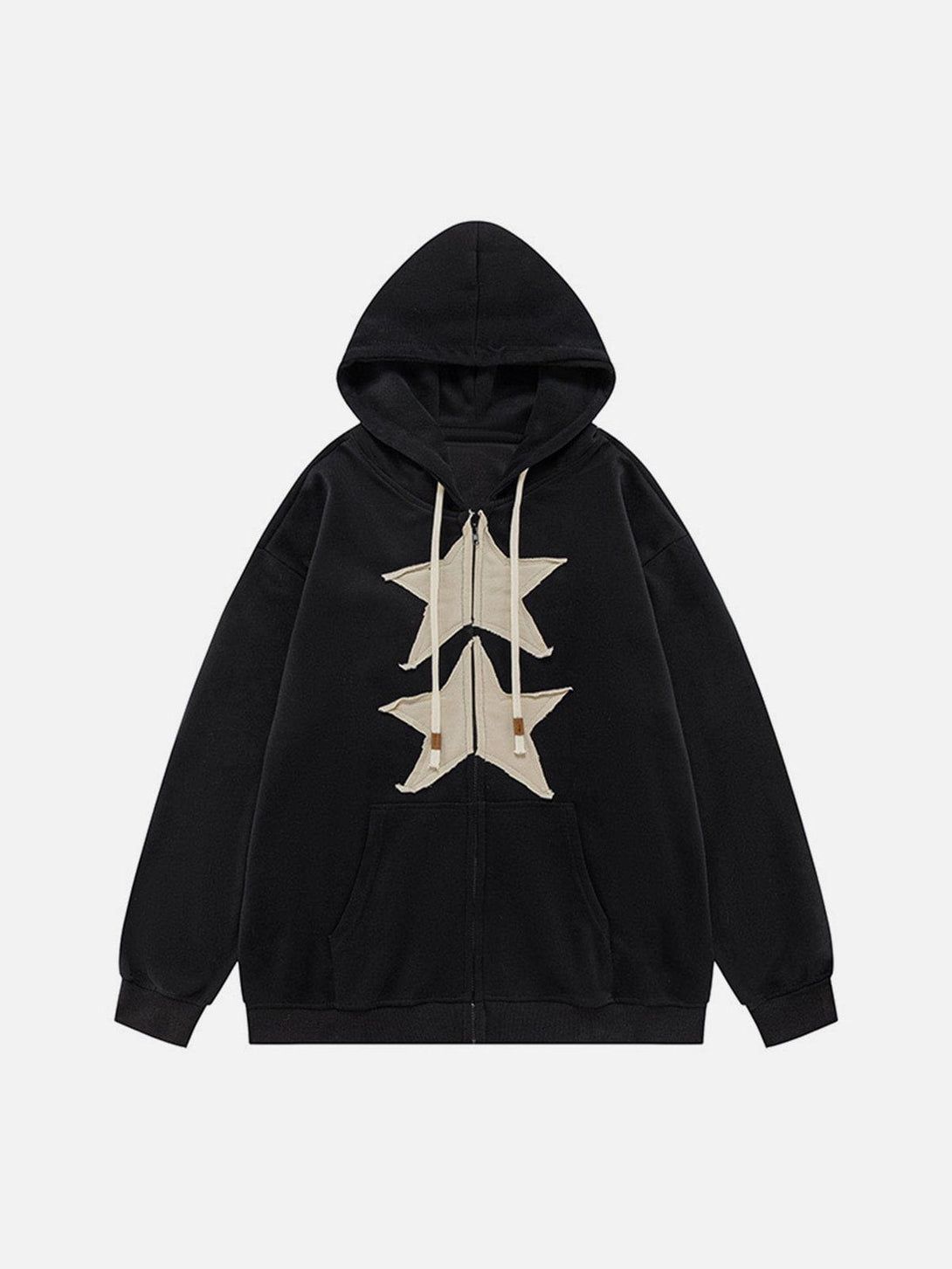 Helmiss - Embroidery Star Zip Up Hoodie- Streetwear Fashion - helmiss.com