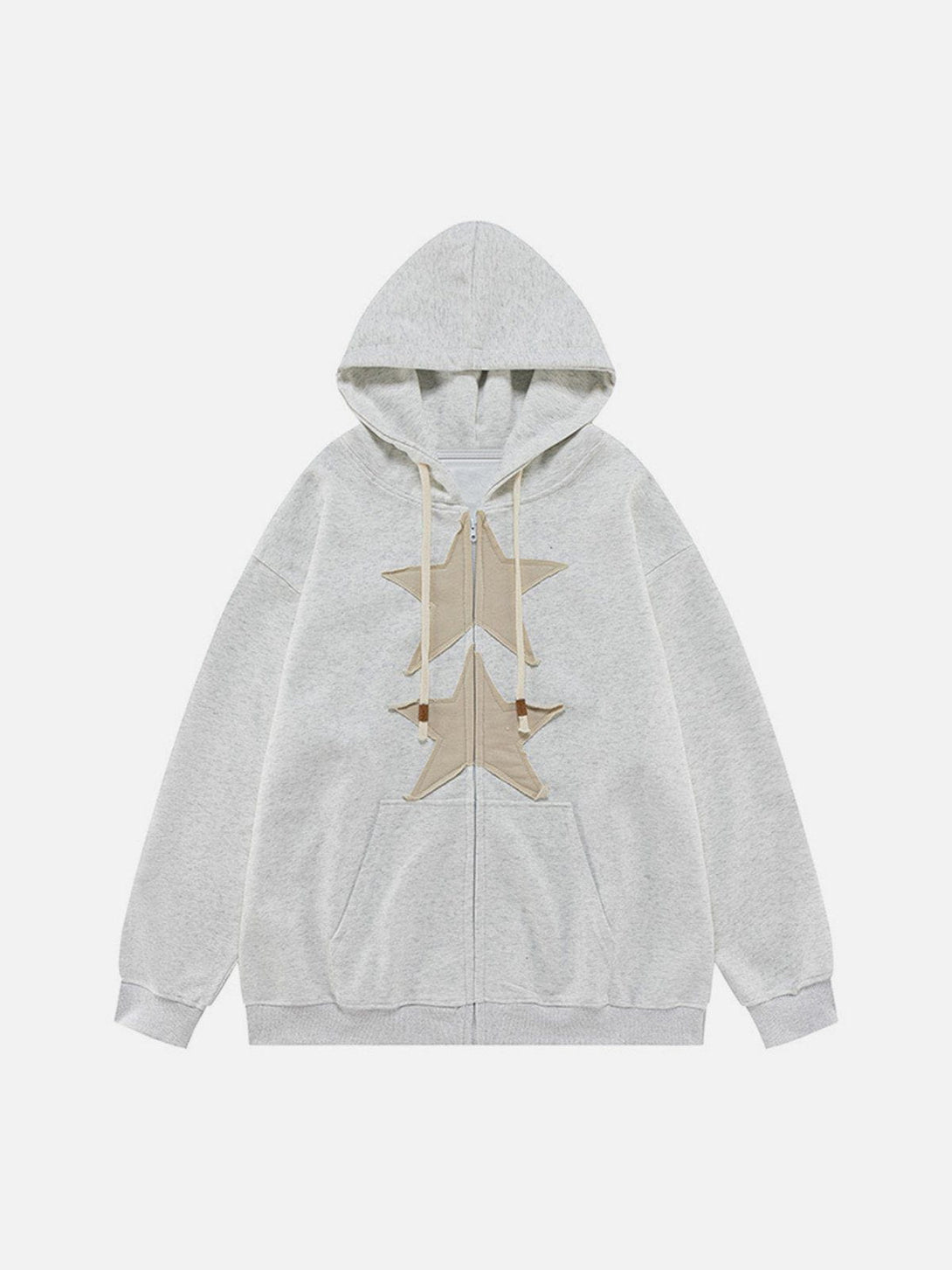 Helmiss - Embroidery Star Zip Up Hoodie- Streetwear Fashion - helmiss.com