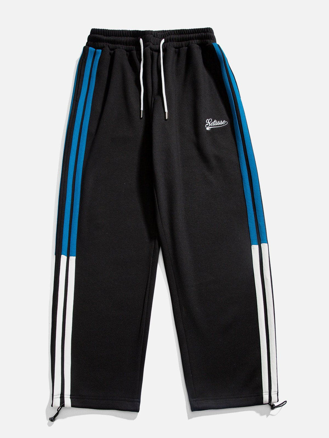 Helmiss - Embroidery Stripe Patchwork Sweatpants- Streetwear Fashion - helmiss.com