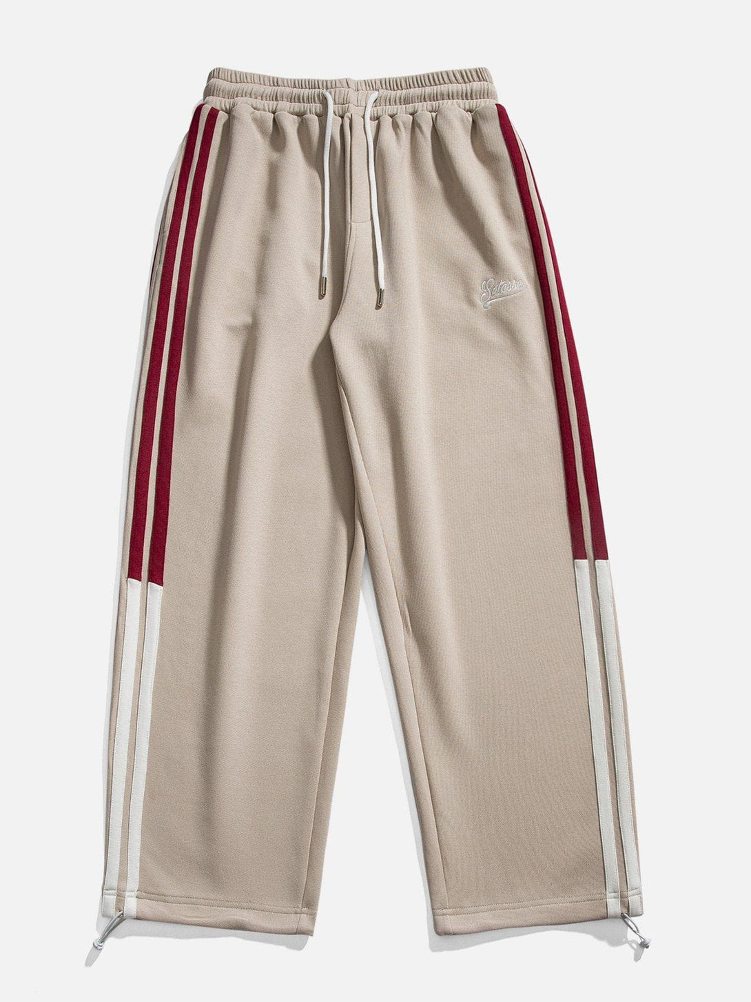 Helmiss - Embroidery Stripe Patchwork Sweatpants- Streetwear Fashion - helmiss.com