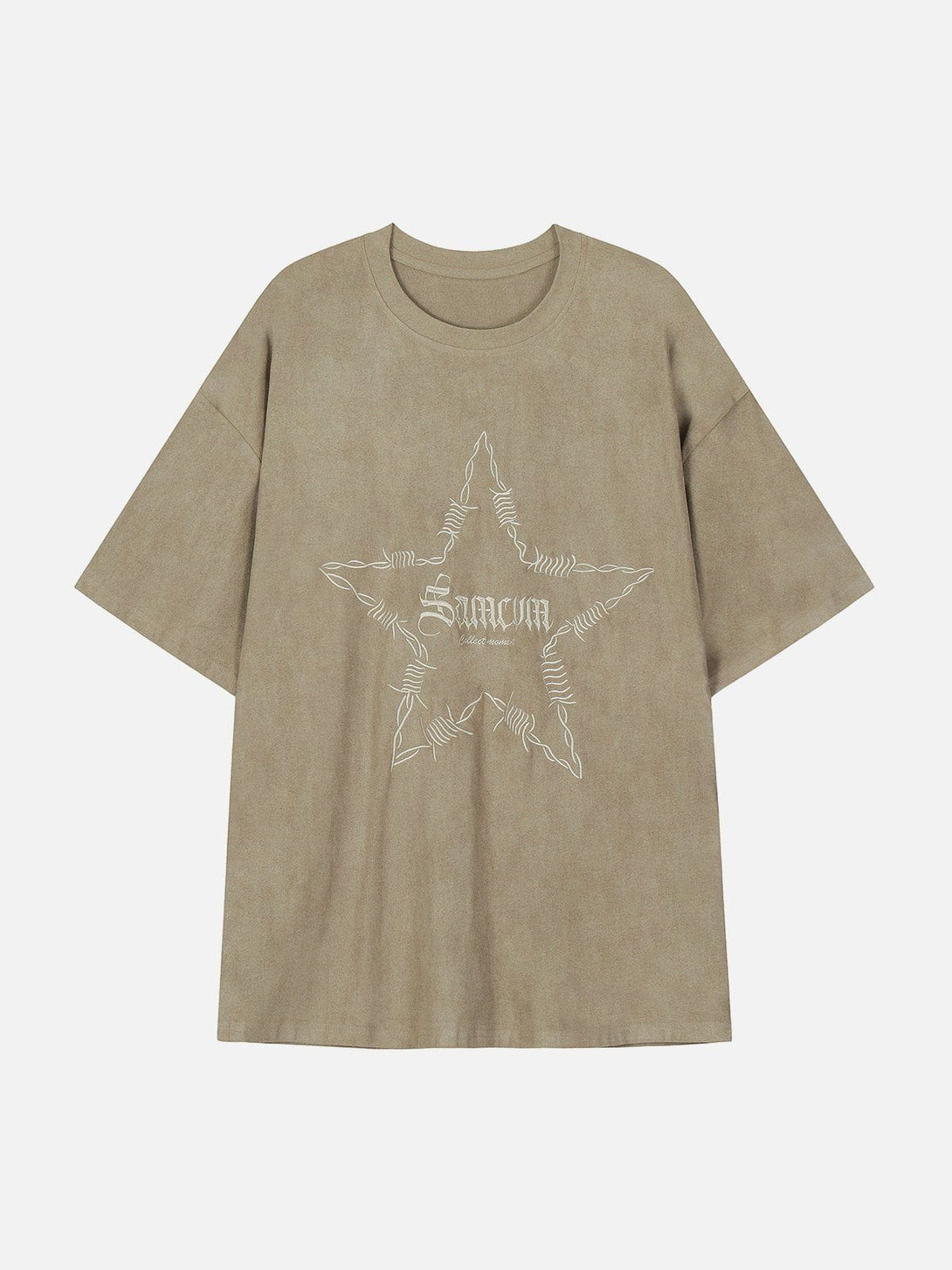 Helmiss - Embroidery Thorns Star Print Tee- Streetwear Fashion - helmiss.com