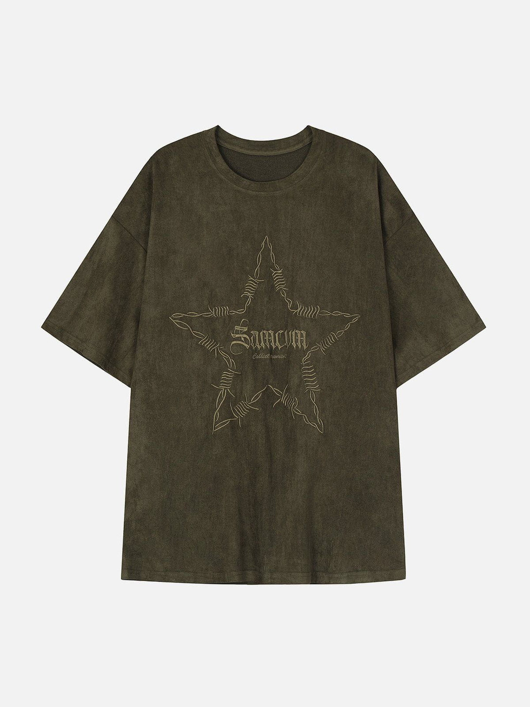 Helmiss - Embroidery Thorns Star Print Tee- Streetwear Fashion - helmiss.com