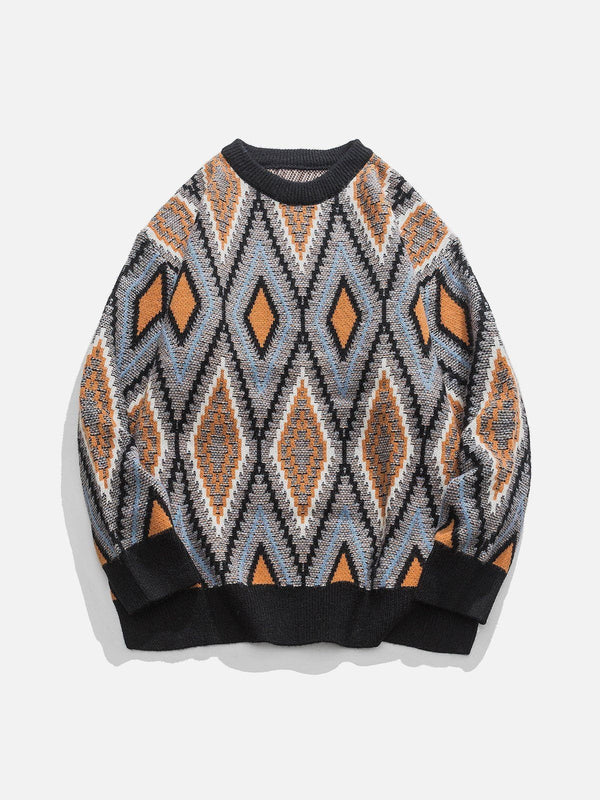 Helmiss - Ethnic Style Rhombus Sweater- Streetwear Fashion - helmiss.com