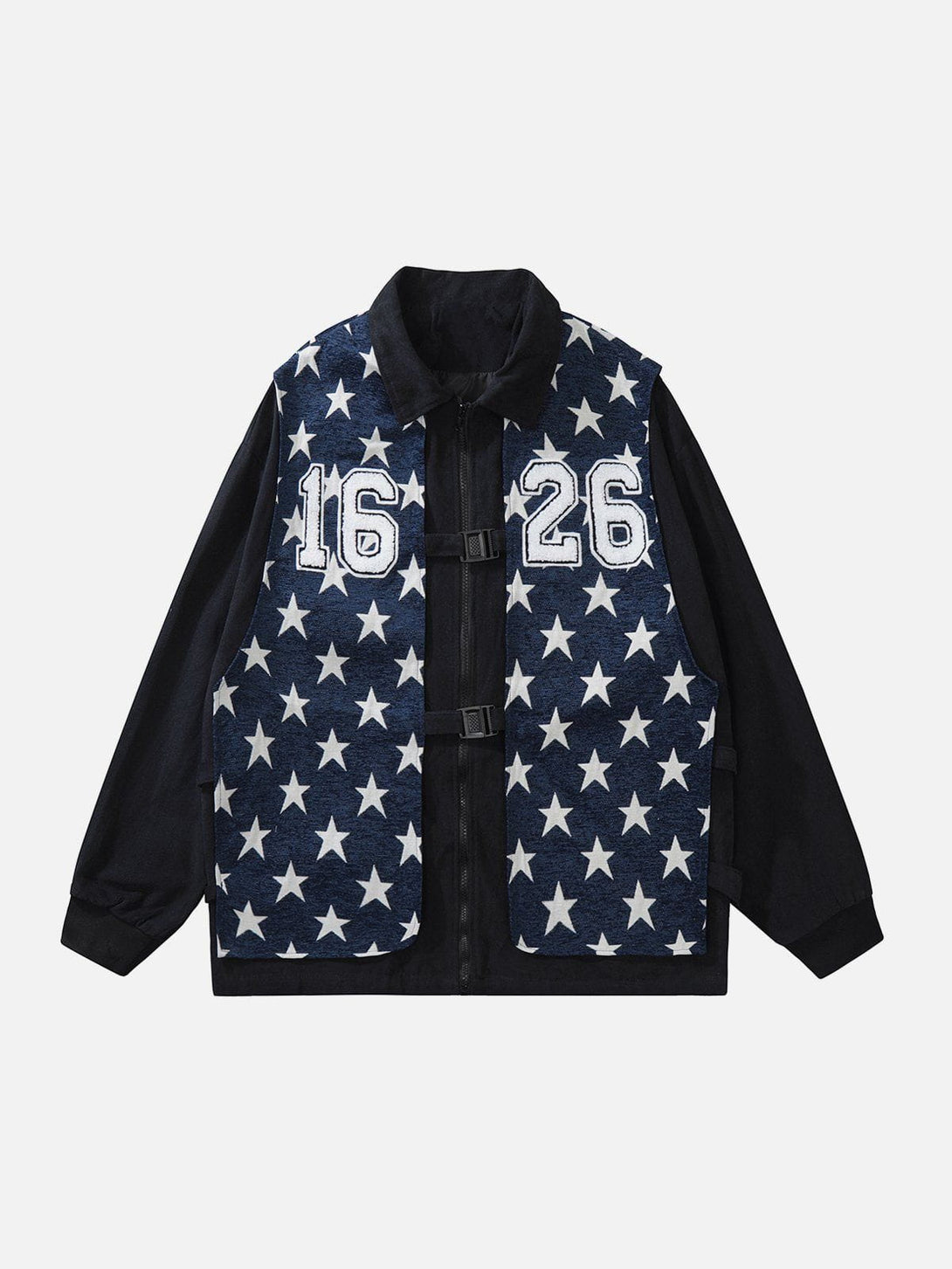 Helmiss - Fake Two Piece Pentagram Jacket- Streetwear Fashion - helmiss.com