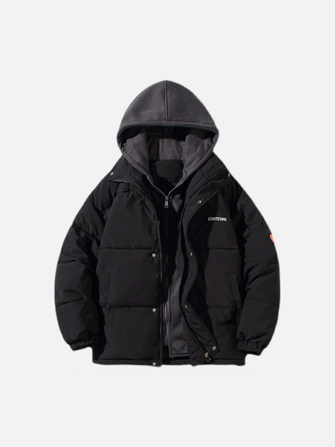 Helmiss - Fake Two-piece Hooded Winter Coat- Streetwear Fashion - helmiss.com