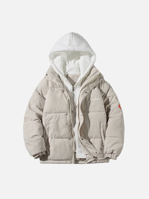 Helmiss - Fake Two-piece Hooded Winter Coat- Streetwear Fashion - helmiss.com