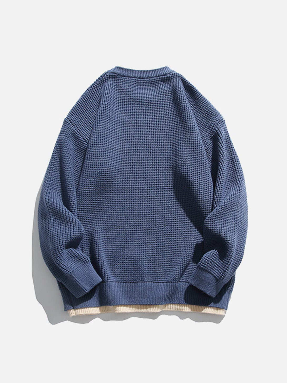 Helmiss - Faux Two-Piece Waffle Sweater- Streetwear Fashion - helmiss.com