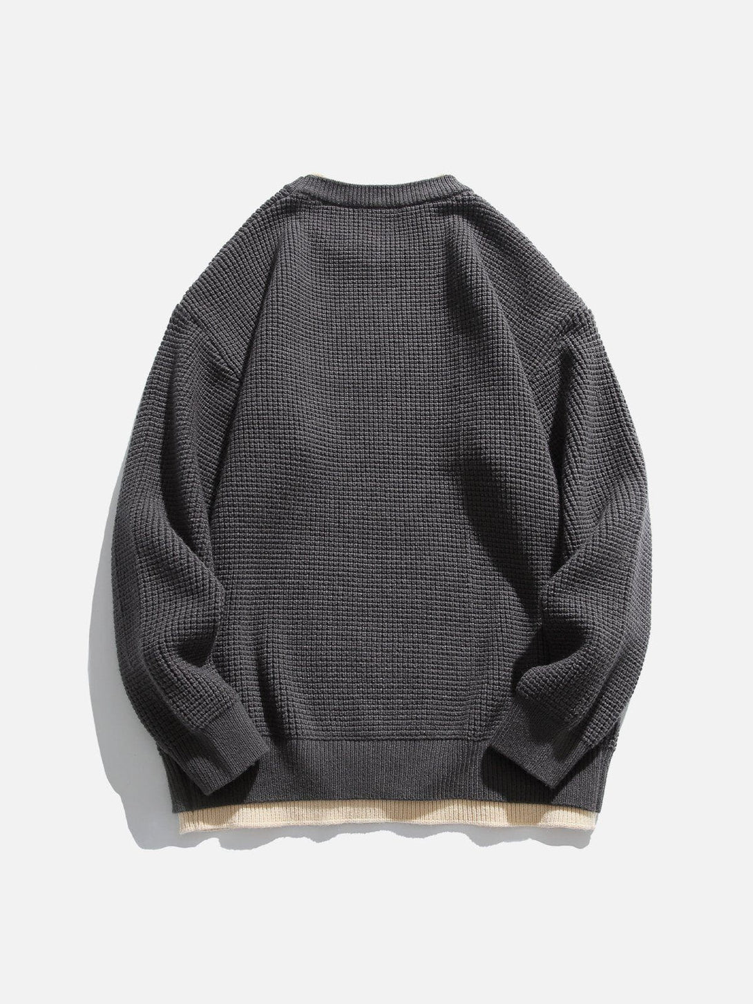 Helmiss - Faux Two-Piece Waffle Sweater- Streetwear Fashion - helmiss.com