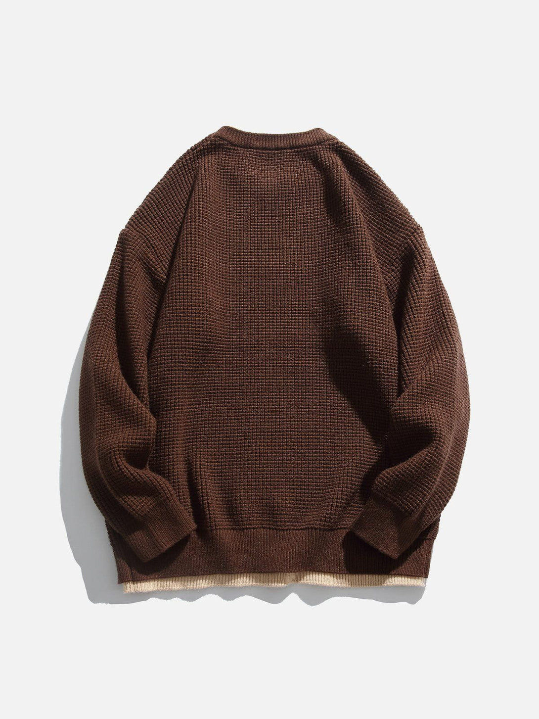 Helmiss - Faux Two-Piece Waffle Sweater- Streetwear Fashion - helmiss.com