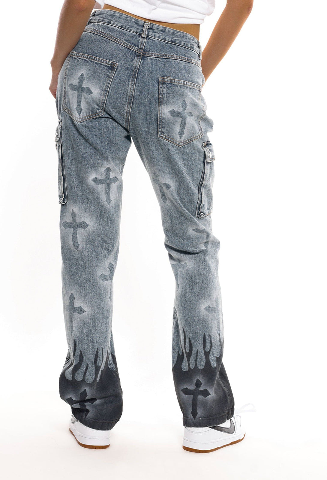 Helmiss - Flame & Cross Vibe Slim Jeans- Streetwear Fashion - helmiss.com