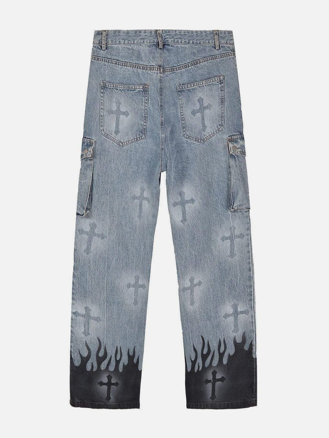 Helmiss - Flame & Cross Vibe Slim Jeans- Streetwear Fashion - helmiss.com