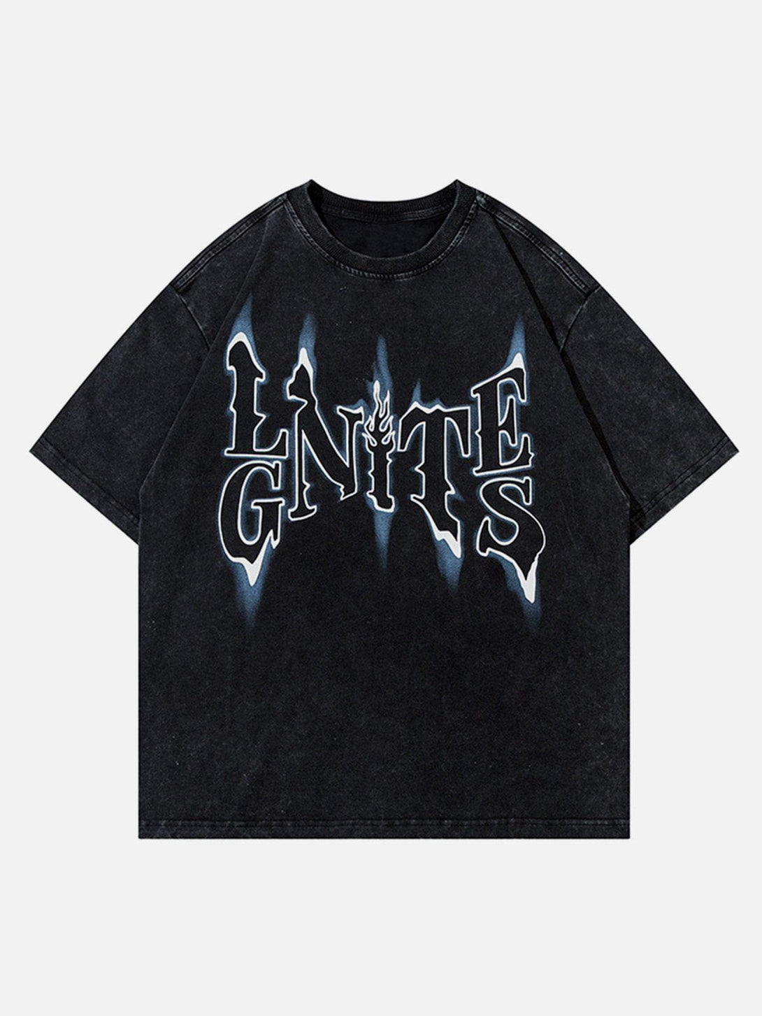 Helmiss - Flame Font Print Tee- Streetwear Fashion - helmiss.com