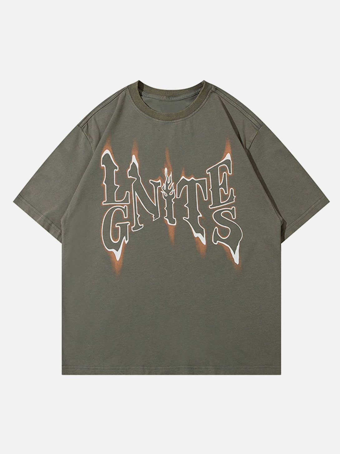 Helmiss - Flame Font Print Tee- Streetwear Fashion - helmiss.com