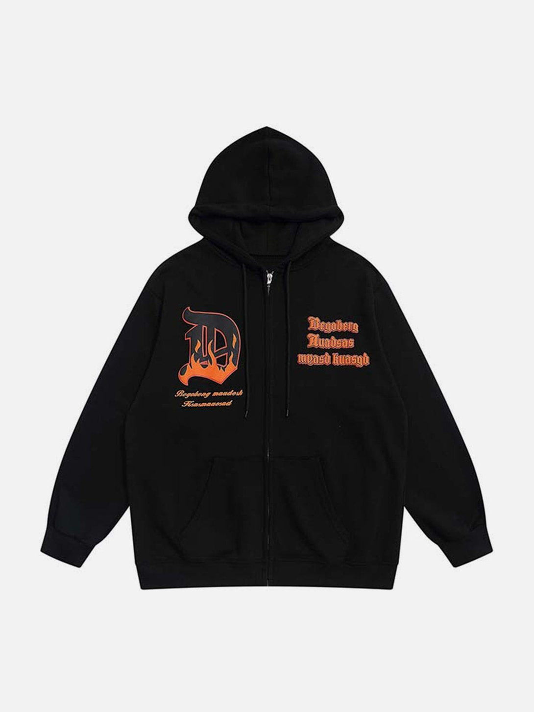 Helmiss - Flame Letters Foam Hoodie- Streetwear Fashion - helmiss.com