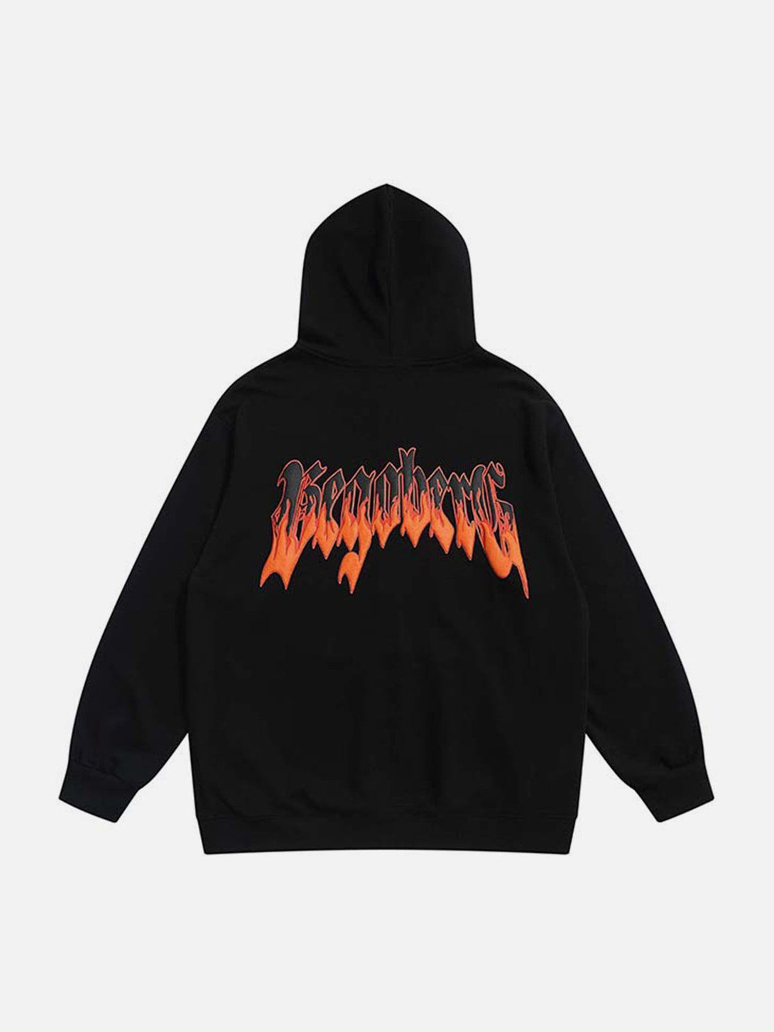 Helmiss - Flame Letters Foam Hoodie- Streetwear Fashion - helmiss.com