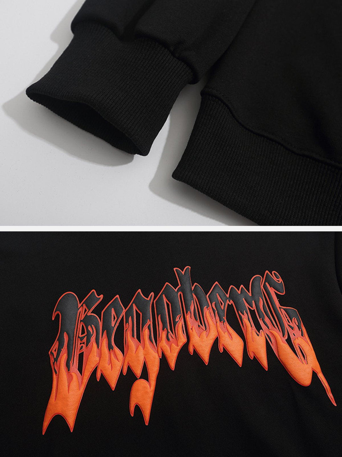 Helmiss - Flame Letters Foam Hoodie- Streetwear Fashion - helmiss.com