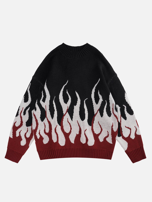 Helmiss - Flame Print Sweater- Streetwear Fashion - helmiss.com