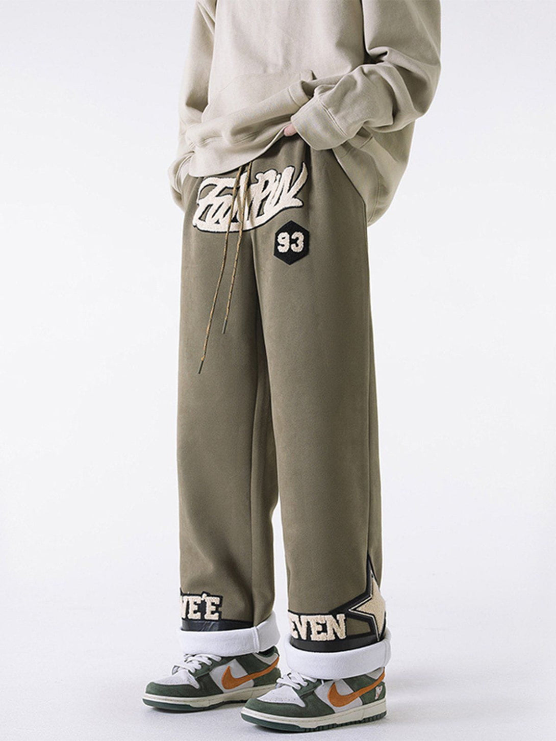 Helmiss - Fleece Suede Sweatpants- Streetwear Fashion - helmiss.com