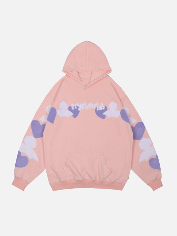 Helmiss - Flocked Heart Hoodie- Streetwear Fashion - helmiss.com