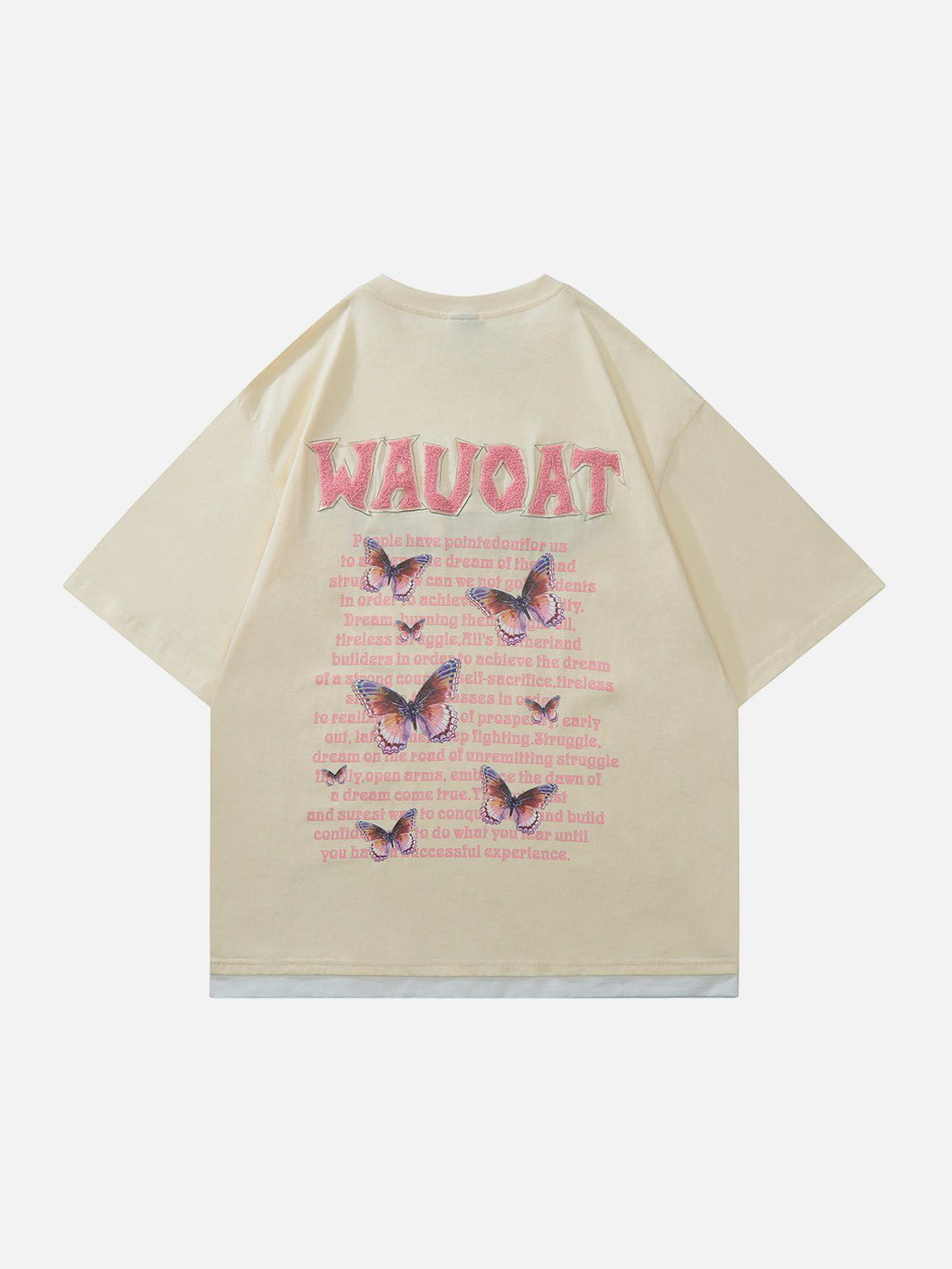 Helmiss - Flocked Letters Butterfly Print Tee- Streetwear Fashion - helmiss.com