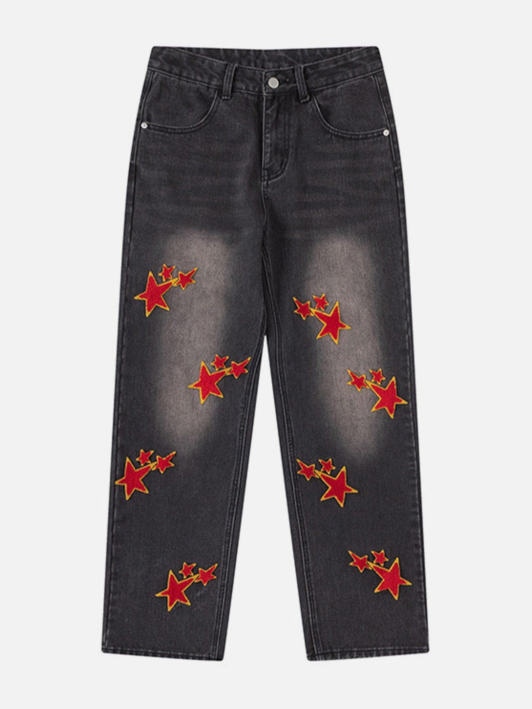 Helmiss - Flocked Star Jeans- Streetwear Fashion - helmiss.com