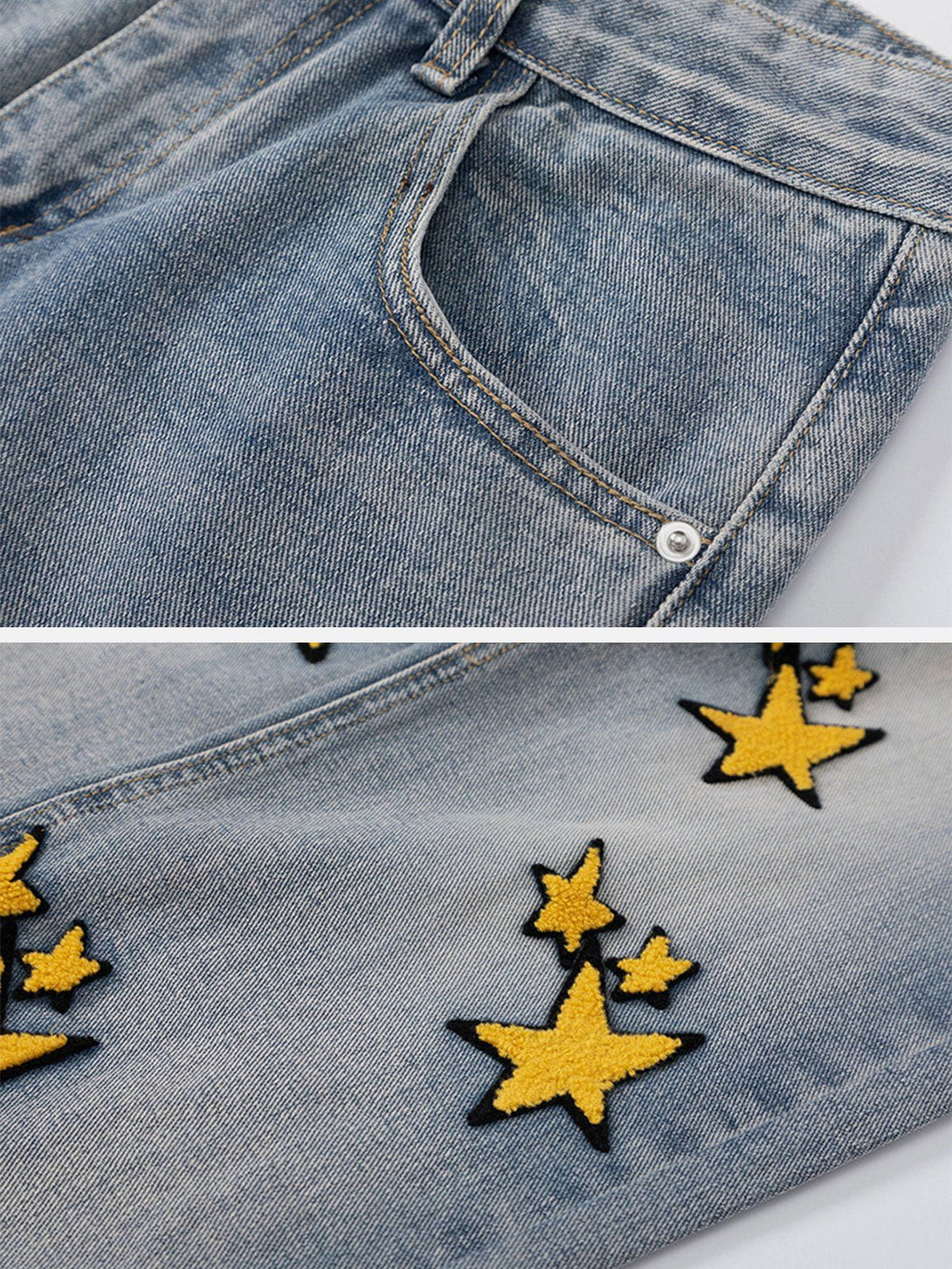 Helmiss - Flocked Star Jeans- Streetwear Fashion - helmiss.com