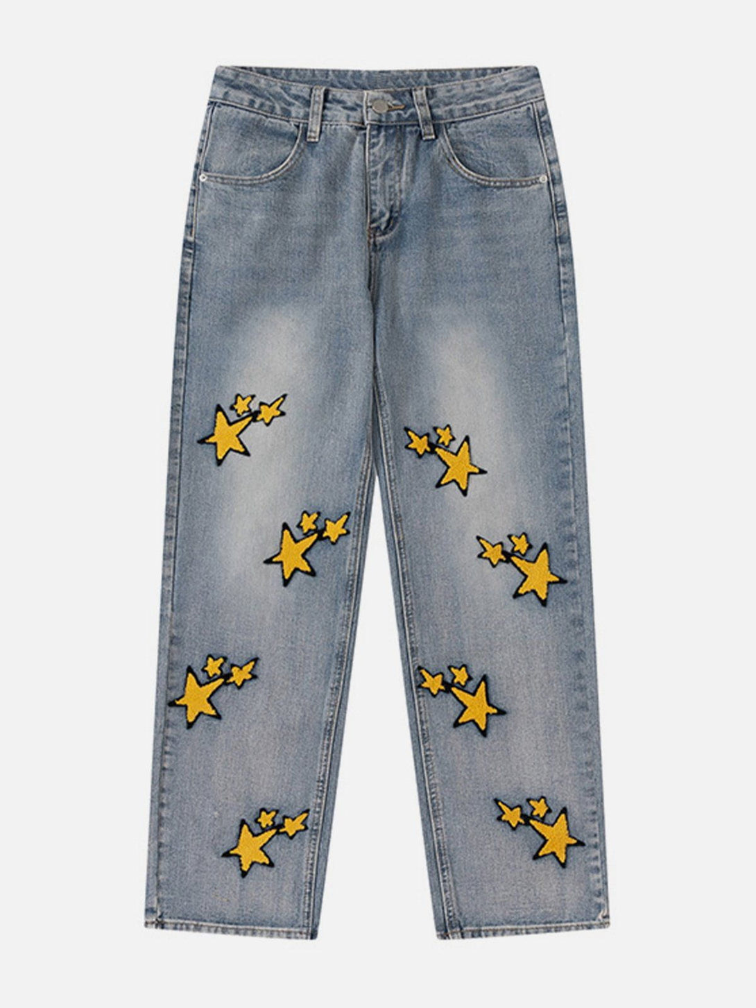 Helmiss - Flocked Star Jeans- Streetwear Fashion - helmiss.com