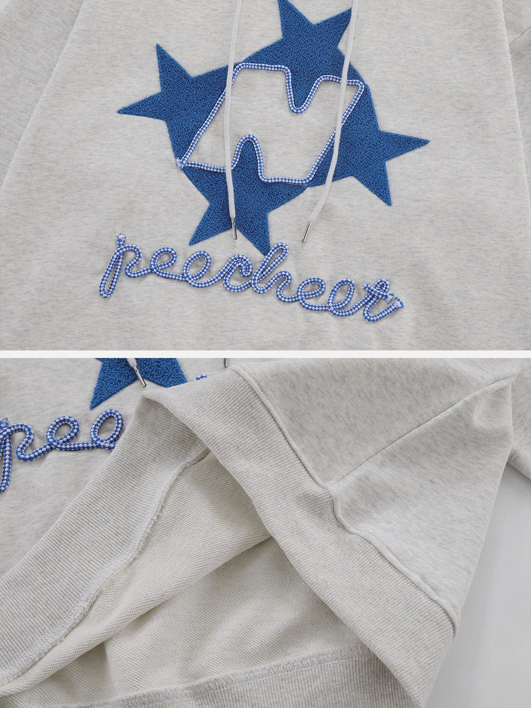 Helmiss - Flocked Stars Print Hoodie- Streetwear Fashion - helmiss.com