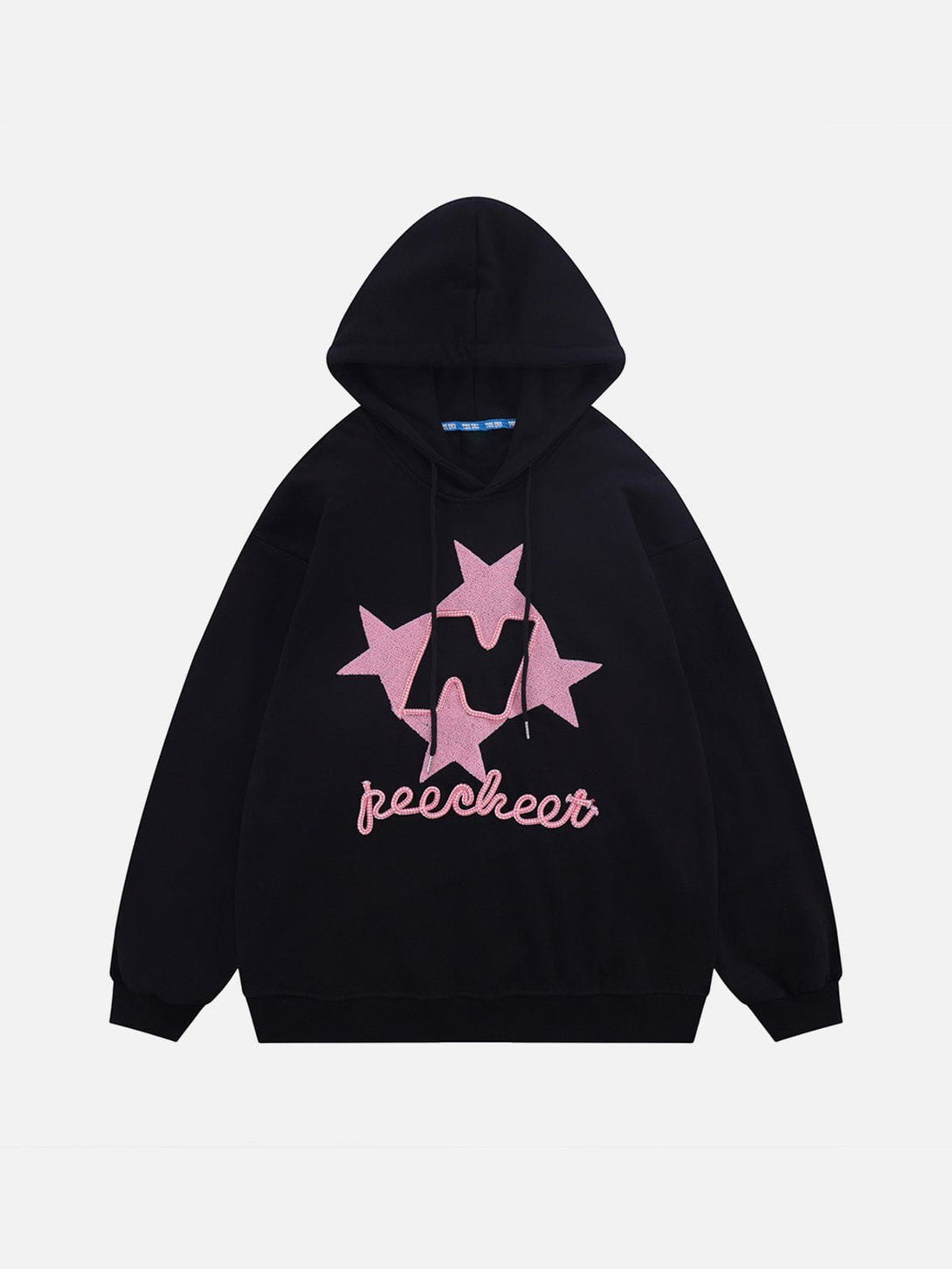 Helmiss - Flocked Stars Print Hoodie- Streetwear Fashion - helmiss.com